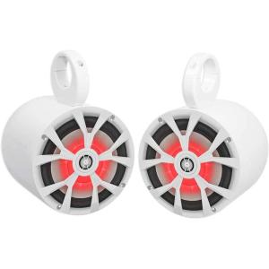 imageRockville RKL80MW Bundle 2 8 900Watt White 2Way Marine Boat Speakers with LEDs 2 MAC80W 77 White Aluminum Wakeboard Tower Speaker Pod Enclosures 4Items