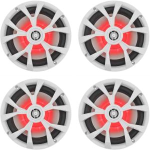 imageRockville RKL80MW Marine Boat Speakers 8 2Way 900W per Pair White IP66 Waterproof LED Lights HighFidelity Sound for Boats and Outdoor Use 4Piece