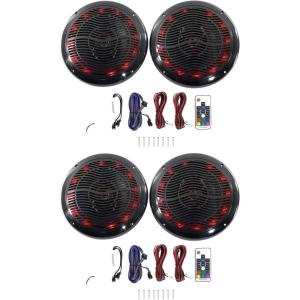 imageRockville RMC65LB 65 1200Watt peak600Watt RMS 2Way Marine Speaker with LED Light System CEA Compliant Waterproof and UV Resistant for Boat Outdoor Audio 4Piece