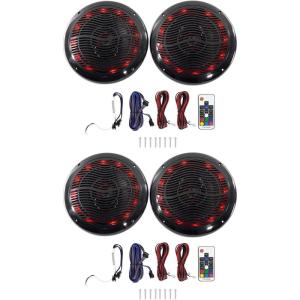 imageRockville RMC80LB 8 in 800Watt 2Way Black Marine Speakers with MultiColor LED Lights and Remote for Boats and UTVs 4Piece