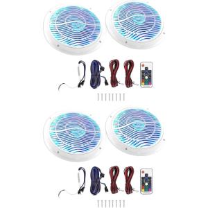 imageRockville RMC80LW 8 Marine Boat Speakers 400W RMS  1600W Total Peak LED Lighting with Remote Waterproof UV Protected for Marine and Outdoor Audio 2Piece