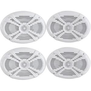 imageRockville RMSTS69W 6x9 1000 Watt Waterproof Marine 2Way Boat Speakers White UV Resistant Stainless Steel Terminals for Marine Audio and Outdoor Installations 4Piece