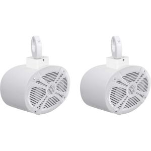 imageRockville RMSTS69W Bundle 2 6x9 in 1000Watt Waterproof Marine Boat Speakers 2 MAC69W White Aluminum Wakeboard Tower Pod Enclosures 2 MAC360W 360Degree Swivel Tower Mount Clamps 6Items