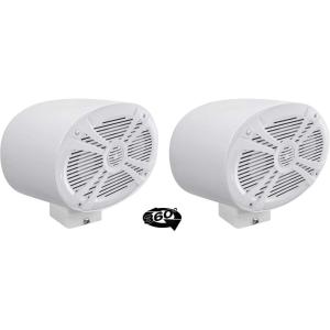 imageRockville RMSTS69W Bundle 2 6x9 in 1000Watt Waterproof Marine Speakers 2 MAC69W White Aluminum Wakeboard Tower Pod Enclosures 2 MAC360W 360Degree Swivel Surface Mount Clamps 6Items