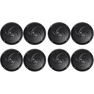 imageRockville RSM65B 1280W 65 Marine Speakers 4 Ohm Waterproof Shallow Mount High Bass for Boats and Outdoor Vehicles 8Piece