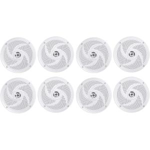 imageRockville RSM65W 65 1280W Waterproof Shallow Slim Marine Boat Speakers White Slim Mount Design UV and Saltwater Resistant for Marine or ATV Audio 8Piece