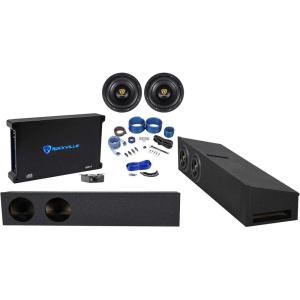 imageRockville W8K9D2 Bundle 2 8 2000W PEAK500W RMS Dual 2Ohm Car Subwoofers Dual 8 Sub Box amp Installation Kit dB14 Mono Amplifier RWK41 Amp Wiring Kit for 20092020 Ford F150 Super Crew 5Item