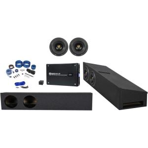 imageRockville W8K9D4 Bundle 2 8 in 2000W Peak Car Audio Subwoofers KryptonM3 Mono Car Amplifier Dual 8 in Subwoofer Box RWK41 4Gauge Car Amp Wiring Kit 6Items