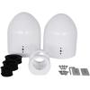 imageRockville MAC90W Bundle 2 8 in White Aluminum Wakeboard Tower Speaker Pod Enclosures 2 MAC360W 360 Degree Swivel Surface Mount Clamps Pods 4Items