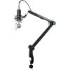 imageRockville ROGAN STAND Pro Boom Arm Mic Stand 38 Reach Aluminum Dual Mount Hidden 65ft XLR Cable Mic Clip Included Foldable Design for Podcasting and Streaming