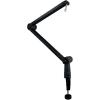 imageRockville ROGAN STAND Pro Boom Arm Mic Stand 38 Reach Aluminum Dual Mount Hidden 65ft XLR Cable Mic Clip Included Foldable Design for Podcasting and Streaming