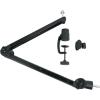 imageRockville ROGAN STAND Pro Boom Arm Mic Stand 38 Reach Aluminum Dual Mount Hidden 65ft XLR Cable Mic Clip Included Foldable Design for Podcasting and Streaming