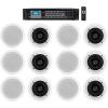 imageRockville RCS1806 Bundle 180W 6Zone Bluetooth Amplifier Receiver 6 Pair CC525T 525in White 70V Ceiling Speakers Polypropylene Woofer 7Items