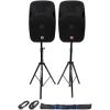 imageRockville SPGN154 Bundle 2 15 Passive 1600W DJ PA Speakers 400W RMS 4 Ohm TwistLock Speakon Input 1 Pair Tripod Stands 2 20ft 14Speakon Cables 5Items