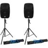 imageRockville SPGN154 Bundle 2 15 Passive 1600W DJ PA Speakers ABS Lightweight Cabinet 4 Ohm TwistLock Speakon Input RVCS2 HeavyDuty CrankUp Speaker Stand with Carry Bag 4Items