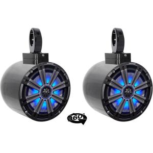 image2 Kicker KM8 8 LED 360 Swivel Black Aluminum Wakeboard Tower Speakers