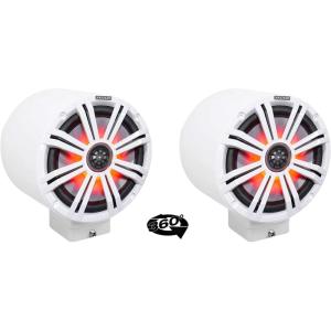 image2 Kicker KM8 8 LED 360 Swivel White Aluminum Surface Mount Boat Speakers