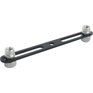 imageRockville ACCDM Dual Mic Stand Adapter Bar 58 and 38 Threading Steel Construction Adjustable Positioning Compact Design for Stereo Recording and Podcasts