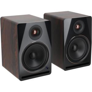 imageRockville APM8B V2 8Inch Powered Studio Monitor Speakers Pair Black BluetoothDark Wood