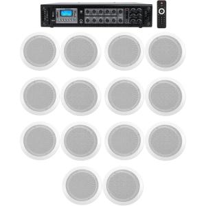 imageRockville CC65T White Bundle 7 Pairs of 65 2Way Ceiling Speakers for Home Audio RCS1806 180Watt 6 Zone 70V Amplifier with BluetoothUSBSD 8Items