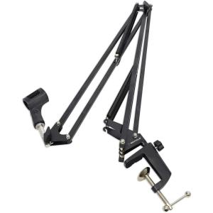 imageRockville DMS40 40Inch Studio Microphone Boom Arm Stand Aluminum Desk Clamp 360 degree Rotation Steel Frame ABS Mic Clip for Podcasting and Streaming40