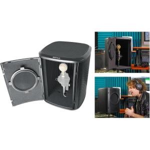 imageRockville ISOBOX Sound Isolation Box with Adjustable Mic Stand Pop Filter Removable Door 58 Thread  38 Adapter for Vocal and Podcast Recording