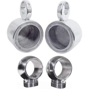 imageRockville MAC525S Bundle Pair 525 in 360 Degree Swivel Polished Aluminum Marine Wakeboard Speaker Pod Enclosures Pair MacSwivelS 360 Degree Rotation Swivel Clamp Mounts 2 Items