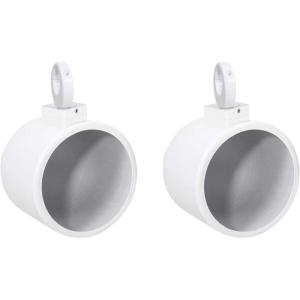 imageRockville MAC90W Bundle 2 8 in White Aluminum Wakeboard Tower Speaker Pod Enclosures 2 MAC360W 360 Degree Swivel SurfaceMount Clamps for Pods 4Items