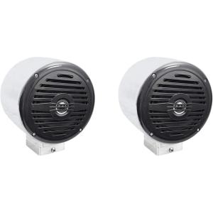 imageRockville MS525B Bundle 2 MAC525S 525 in Polished Metal Pod Enclosures 2 MAC360C 360 Degree Swivel Surface Mount Chrome Clamps MS525B 2Way 400Watt IP56 Waterproof Boat Speakers 3Items