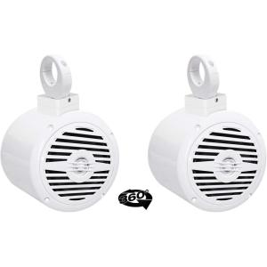 imageRockville MS525W Bundle 2 525 Aluminum Wakeboard Tower Speakers 200W Peak100W RMS Each Pair MAC525W 525 Speaker Pod Enclosures White Pair MAC360W 360 Swivel Mount Clamps 3Items