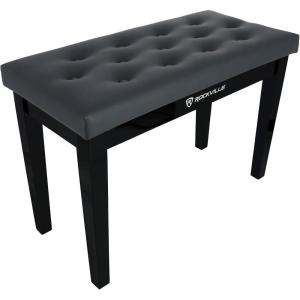 imageRockville PB7 White Thailand Wood Piano Bench Padded Comfort Storage Compartment for Pianists and Keyboard PlayersBlack