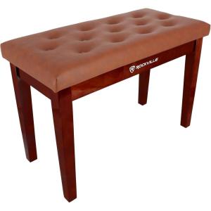 imageRockville PB7 White Thailand Wood Piano Bench Padded Comfort Storage Compartment for Pianists and Keyboard PlayersBrown