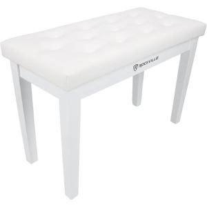imageRockville PB7 White Thailand Wood Piano Bench Padded Comfort Storage Compartment for Pianists and Keyboard PlayersWhite