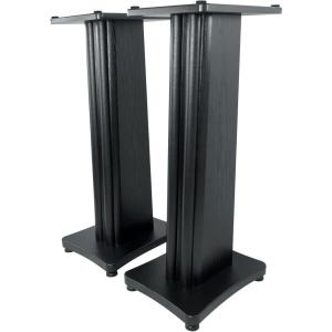 imageRockville Pair SS28B Premium Black Wood Grain 28 Home Speaker Stands 100lb Capacity Solid MDF Wood Dual Platforms Spikes and Pads Included for Home Theater and Studio AudiophilesBlack