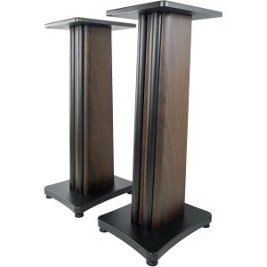 imageRockville Pair SS28B Premium Black Wood Grain 28 Home Speaker Stands 100lb Capacity Solid MDF Wood Dual Platforms Spikes and Pads Included for Home Theater and Studio AudiophilesDark Wood Grain