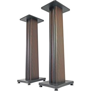imageRockville Pair SS36C 36 Classic WoodGrain Speaker Stands Solid MDF 100 lb Capacity Dual Top Plates Isolation Pads Brass and Rubber Spikes Cable Management for Home Audio and StudioDark Wood