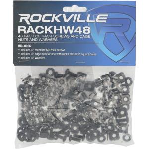 imageRockville RACKHW4848 Pack of M5 Rack Screws Cage Nuts and Washers for Rackmount Equipment  Includes 48 Screws 48 Cage Nuts and 48 Washers