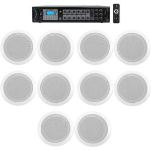 imageRockville RCS1806 Bundle 180 Watt 6Zone 70V CommercialRestaurant AmplifierBluetooth 10 White 65 Ceiling Speakers Ideal for Home Bedroom Living Room Bathroom 11Items