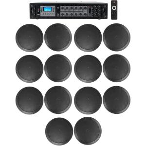 imageRockville RCS1806 Bundle 6Zone 180Watt 70V Home Audio Amplifier 14 65 in 70V Ceiling Speakers Bluetooth Multi Room Sound System 15Items