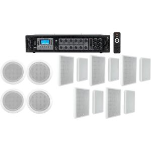 imageRockville RCS1806 Home Audio Bundle 180W 6Zone 70V100V48 Receiver for Home MultiRoom 4 CC65T 65 180W184W RMS Ceiling Speakers 5 Pair RockSlim 70W 525 Slim Wall Speakers 8Item