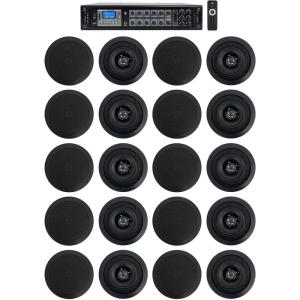 imageRockville RCS3506 Bundle 350Watt 6Zone 70V MultiRoom Amplifier with Bluetooth 10 Pair CC525T Black 525 in Ceiling Speakers for BedroomLiving RoomBathroom 11Items