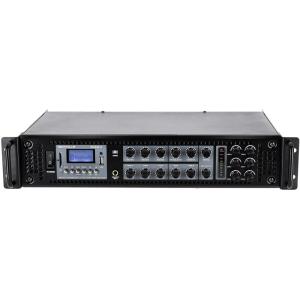 imageRockville RCS906 90 Watt 6 Zone 70V100V Commercial Amplifier Receiver Bluetooth 3 Mic Inputs USBSD Rack Mount for Restaurants Bars Cafes Schools Lounges and Offices