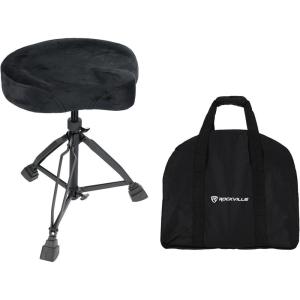 imageRockville RDS51 Double Braced Drum Throne 4 Memory Foam All Black Finish Adjustable Height 177 236 Locking Mechanism Includes Travel Bag Perfect for Drummers Live amp StudioVelvet  All Black