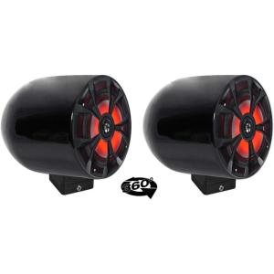 imageRockville RKL65MBW Bundle 2 65 350W Peak  85W RMS Each LED Marine Speakers wGrilles 2 MAC65B Black Aluminum Wakeboard Tower Enclosures with 2 360 Swivel Surface Mount Clamps 6Items