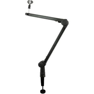 imageRockville ROGAN STAND Pro Boom Arm Mic Stand 38 Reach Aluminum Dual Mount Hidden 65ft XLR Cable Mic Clip Included Foldable Design for Podcasting and Streaming