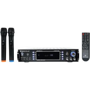 imageRockville RPA60BT V2 1000 Watt 2Channel Amplifier Mixer Bluetooth USB Mic Inputs EQ Controls for DJs and KaraokeWith wireless mics