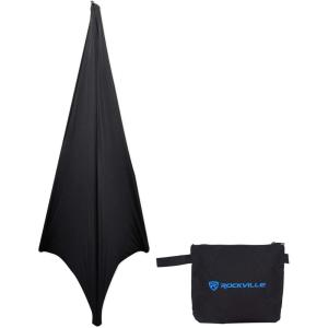 imageRockville RSC7B Black Tripod PA Speaker Stand Scrim Cloth 360Degree Cover WrinkleResistant Machine Washable for DJs and Live Performers