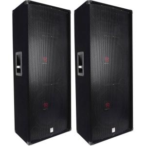 imageRockville RSG1524 Dual 15in 3000Watt 3Way 4Ohm Passive DJ PA Speakers MDF Cabinet Construction High SPL Output for Clubs Parties and Live Sound Applications 2Piece