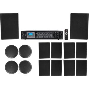 imageRockville RockSlim 70B Bundle 10 525 in 70V Wall Speakers 4 CC65T 65 in 70V Ceiling Speakers RCS1806 180Watt 6 Zone Commercial Amplifier with Bluetooth 15Items