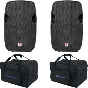 imageRockville SPGN104 Bundle 2 10 in 1600Watt Peak 200Watt RMS DJ PA Speakers 4Ohm ABS Lightweight Cabinet 2 TB10 v2 Padded Carry Bags for 10 in Speakers 4Items